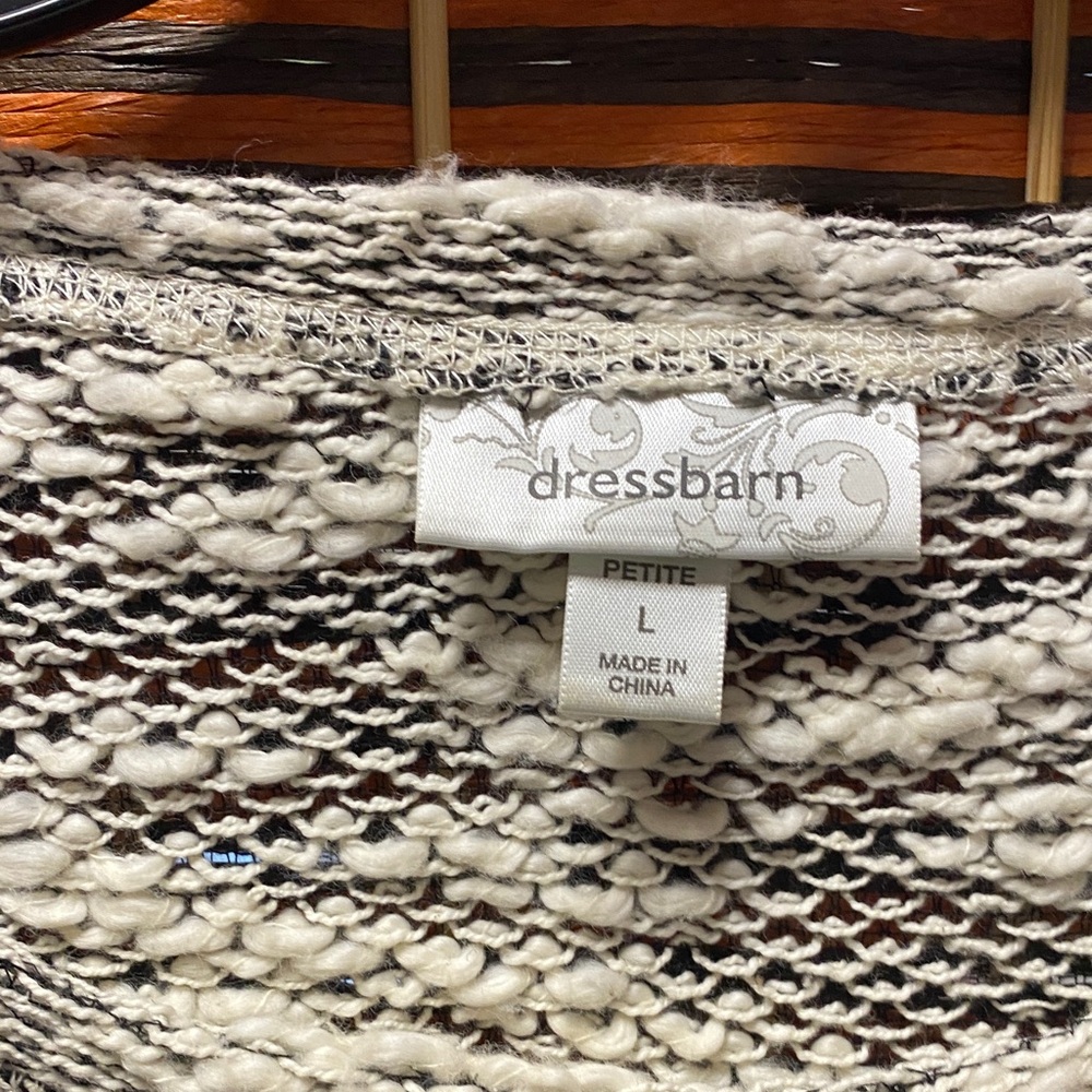 Dressbarn Size L Grey, black and White Knit Sweater with studded accent - Picture 2 of 7